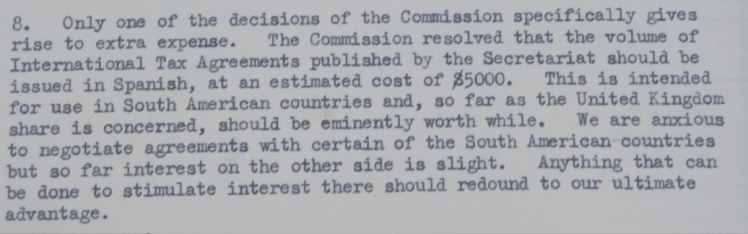 Extract from British participant's report of the UN Fiscal Committee's second session