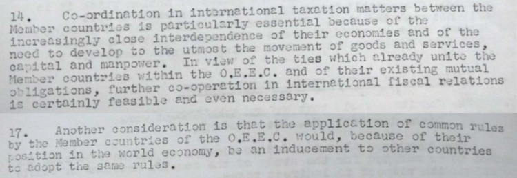 Extract from interim report of the OEEC Fiscal Committee, 3 July 1957